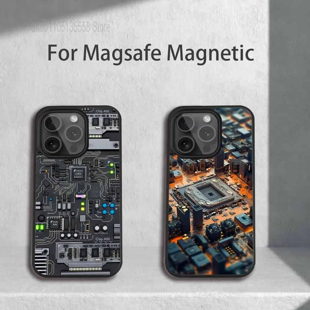 

Circuit Board Phone Case For iPhone 17,16,15,14,13,12,11,Pro,Max,Plus,Mini,SE4,E Magnetic Magsafe Wireless Charging