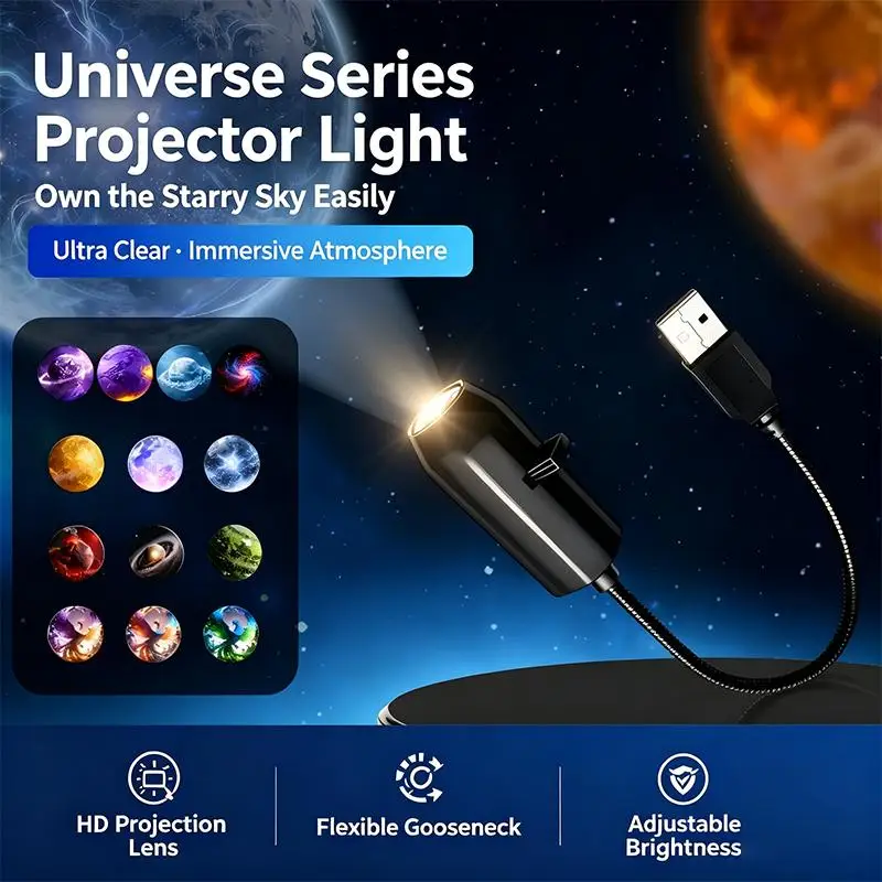 Galaxy Star Projector USB Powered Rotatable Atmosphere Night Light Suitable For Wall Ceiling Home Bedroom Party Decor Lighting S