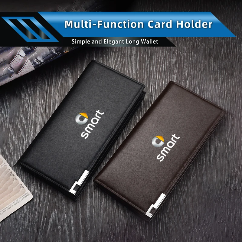 Mens Wallet Long Purse Leather Clutch Large Business Handbag Multi Functional Coin Purse For Smart Fortwo 451 450 454 Forfour EQ