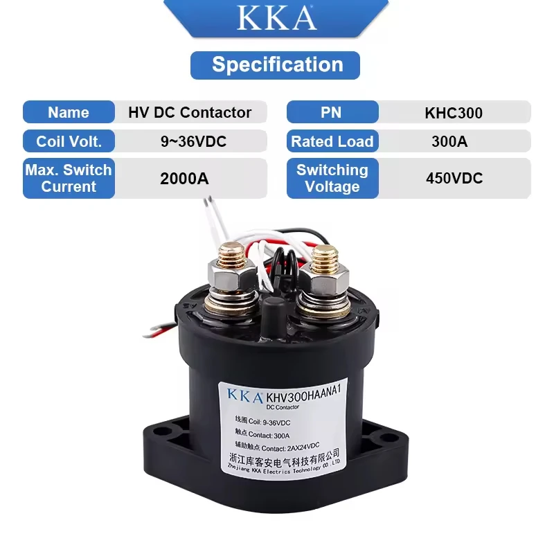 300A High Voltage DC Contactor 9-96V SPST-NO Coil EV Charging New Energy Storage Solar