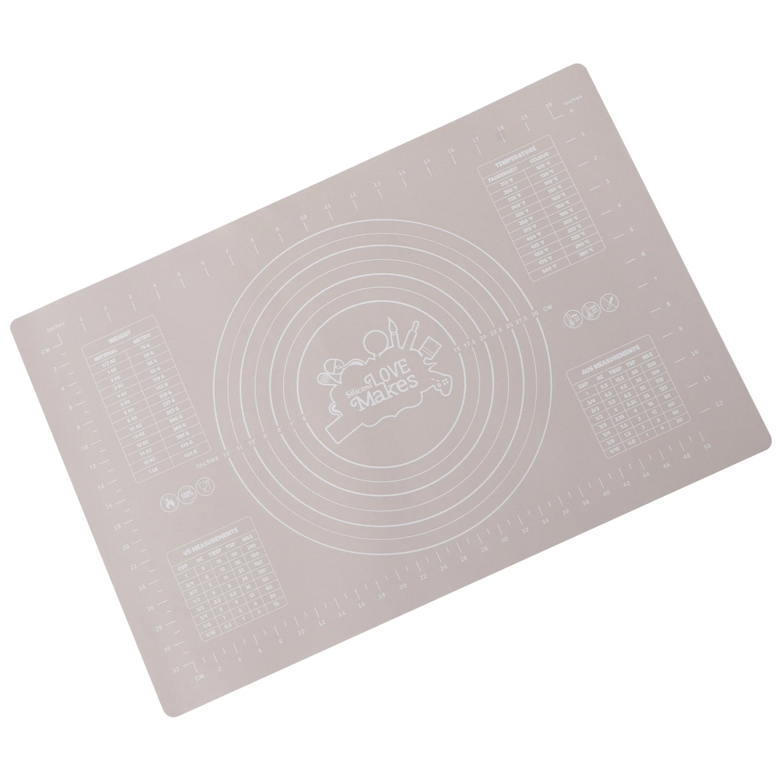 

1pc Silicone Kneading Mat Grey Baking Dough Pads with Scale Non Slip Household Supplies Practical Size Measurement