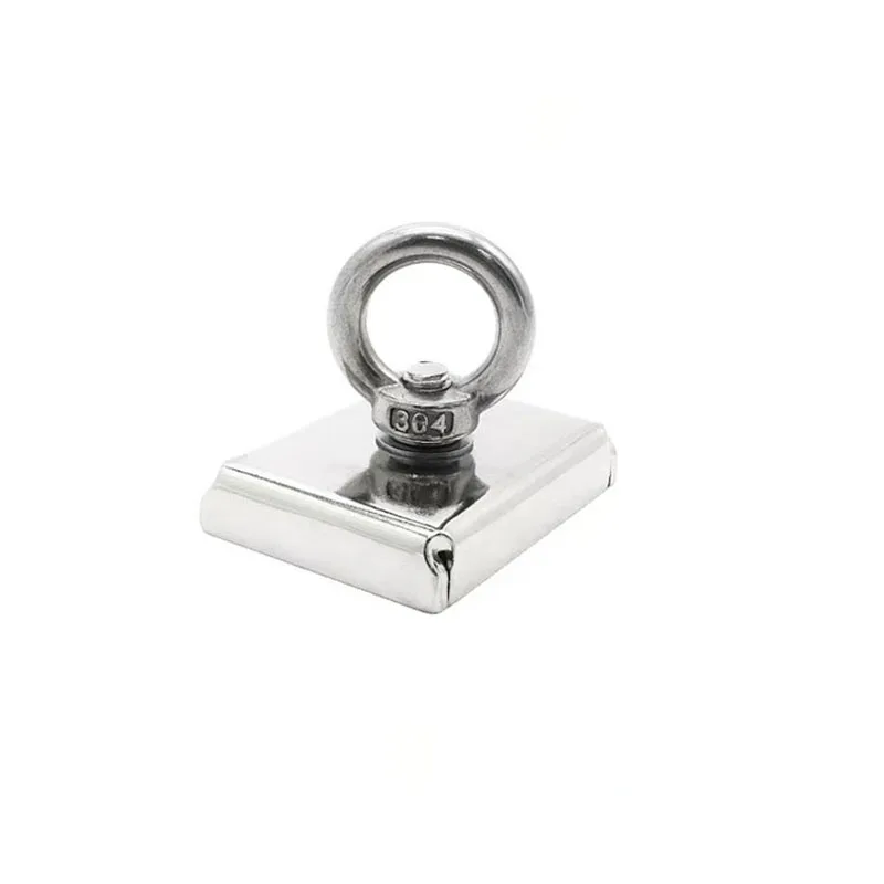 Square Deep-sea Magnet Detachable Salvaging Magnet Neodymium Pot with Countersunk Hole Eyebolt Rectangular Magnetic Block