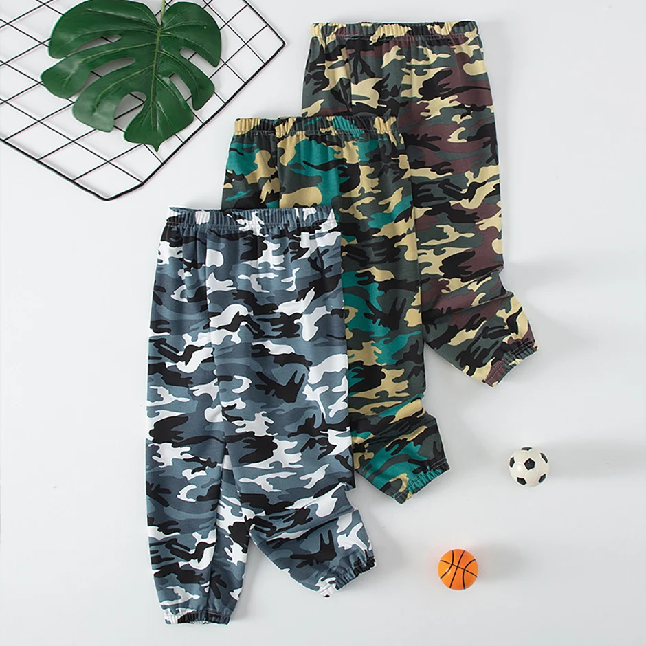 Kinder Multi-color Camouflage Coole Hübsche Sport Hosen Jungen Freizeit Training Harun Hosen Mädchen Joker Elastische Taille Hosen – Detail 4