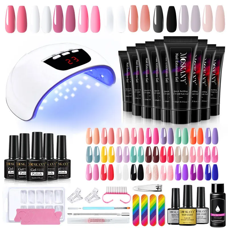 

Nail Gel Acrylic Set UV LED Lamp Dryer With Nail Gel Polish Kit Soak Off Nail Tools Kit For Beginners Extended DIY Manicure Set