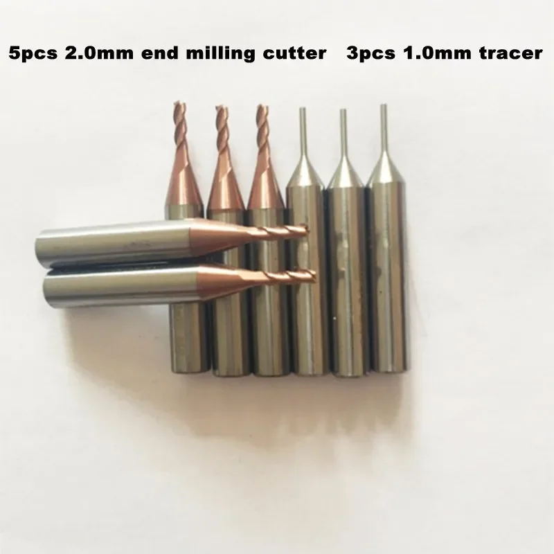 

Top Quality 8pcs/lot for Sec E9 MIRACLE A5/A7/A9 MACHINES 2.0mm end milling cutter(2.0x6x40) and 1.0mm tracer(1.0x6x40)