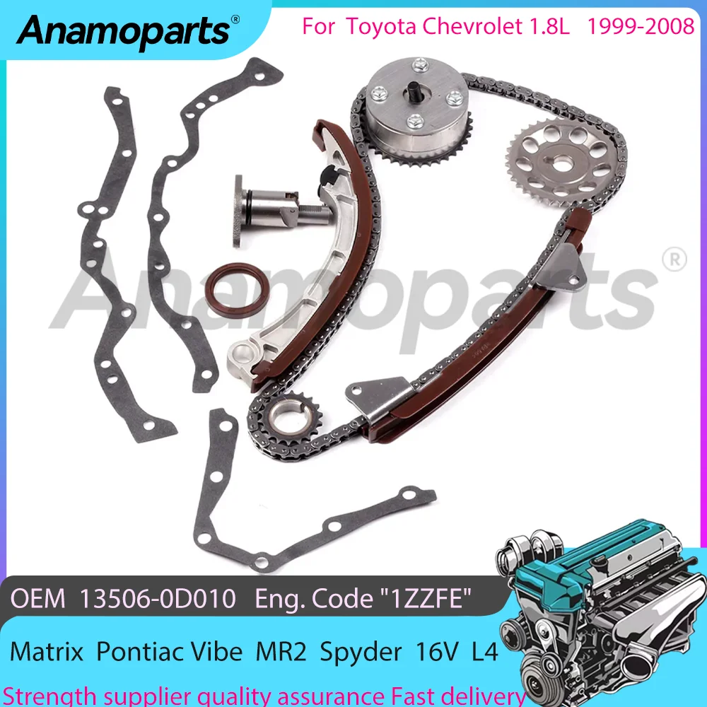 

Engine Timing chain VVT kit For 1.8L 99-08 Toyota Matrix Pontiac Vibe Chevrolet Prizm 1.8 T L DOHC 16V L4 1ZZFE 13050-22011
