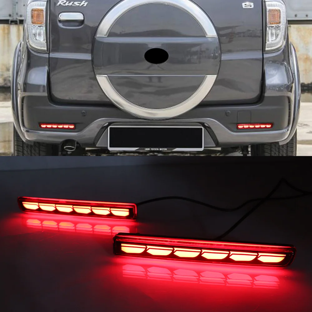 

Car Flashing 1 Pair Car LED Rear Reflector Lamps For Toyota Rush Luxio 2014 2015 2016 2017 Fog Lamps Brake Turn Signal light