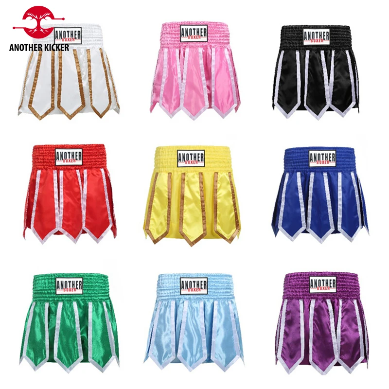 Short Muay Thai Kickboxing Pants Lotus Tassels Ribbon Women Men Kick Boxing Shorts MMA Kids Boxer Combat Fighting Sports Uniform