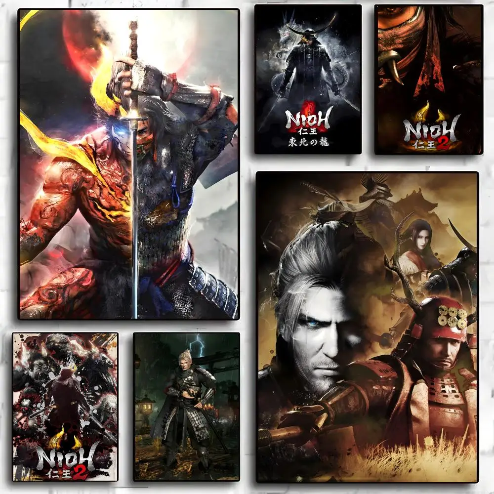 Nioh Game Dark Style ARPG Poster Self-adhesive Living Room Bedroom Party Bar Decor Moisture-proof Fade-resistant