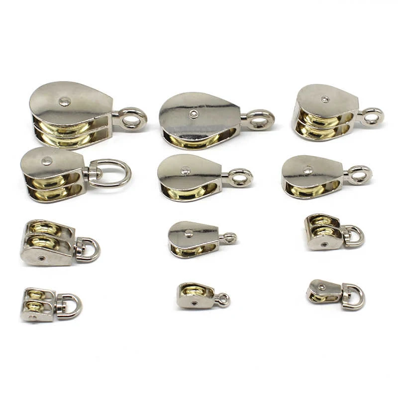 1/2/5Pcs 13/20/25/32/36/48mm Mini Pulleys Swivel Metal Sheave Single/Double Zinc Alloy Lifting Rope Roller Pulley Wheel Climbing