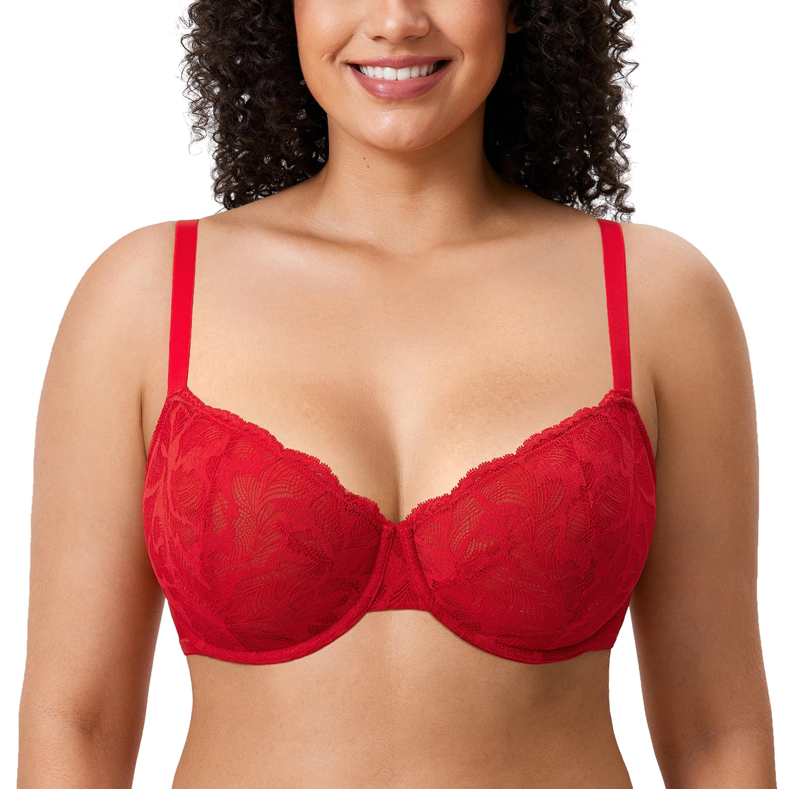 

Women's Sexy Lace Balconette Bra Push Up Plus Size See Through Unlined Underwire Bras