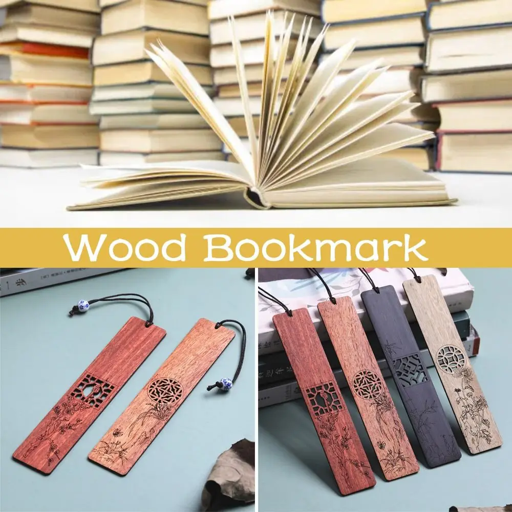 High-quality Wooden Vintage Bookmark Chinese Style Plum/Orchid/Bamboo/Chrysanthemum Book Clip Stationery Retro Pagination Mark