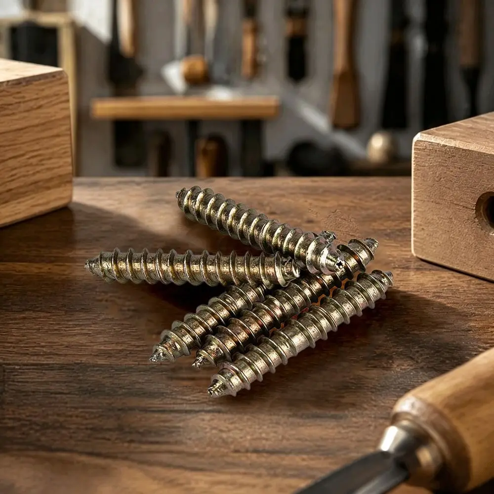 20pcs Practical Double Ended Dowel Screws Self-Tapping Thread 6*40mm Connector Fasteners Wood Fasteners Woodworking