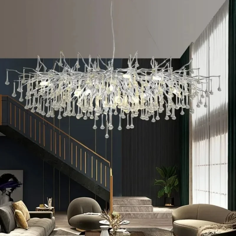 Silver crystal chandelier, living room, dining room, crystal branch chandelier, tear drop crystal chandelier YX465TB