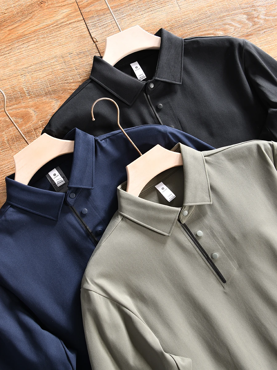 Men's Long Sleeve  Shirt 3D Tailoring Breathable Moisture Wicking Stand Collar Outdoor Sports Fashion Autumn Winter