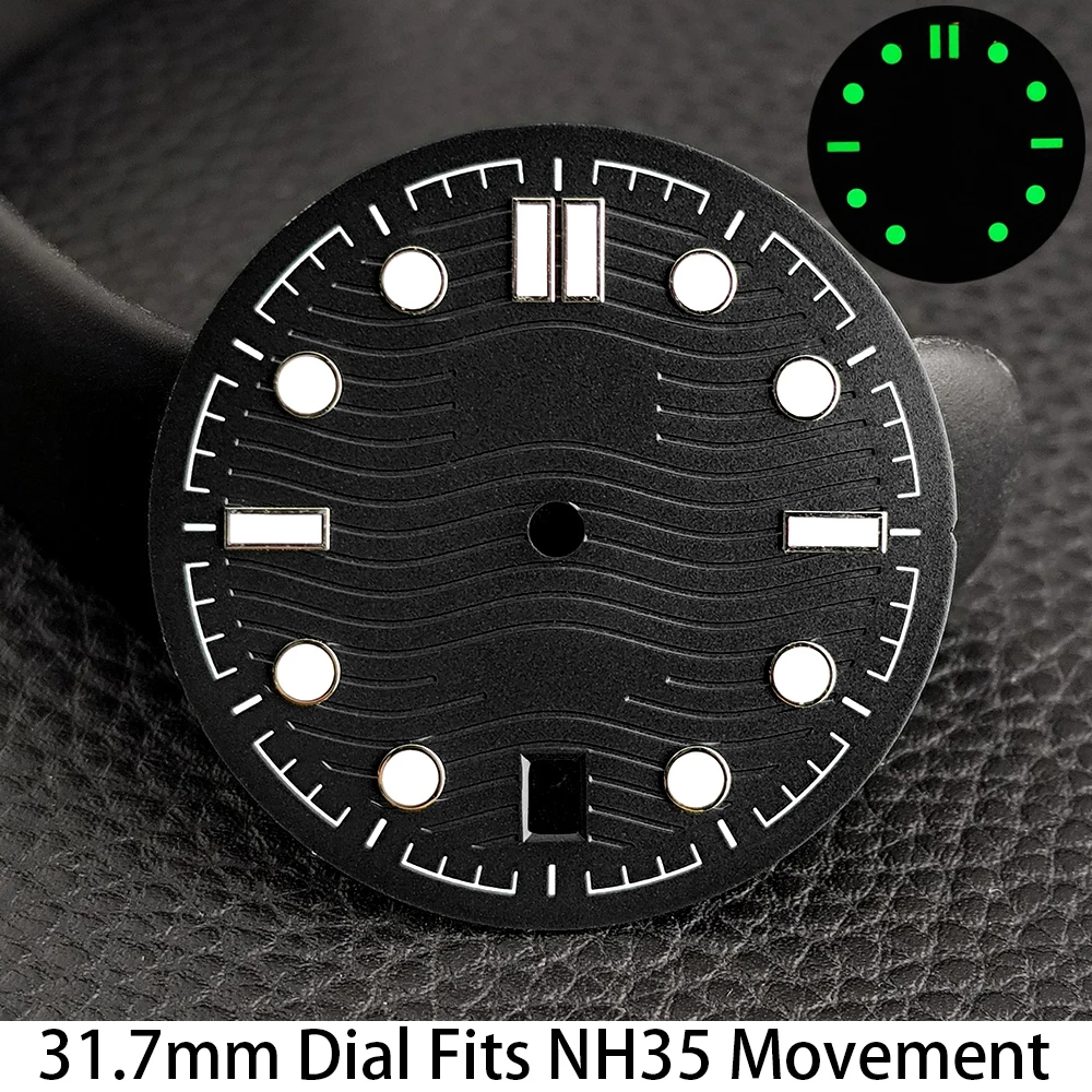 31,7mm 6-Uhr-Zifferblatt Passend für NH35 Uhrwerk Zubehör Ersatz für Uhren Herren Grün Leuchtende NH35 Zeiger Mechanisches Uhrenteil – Detail 4