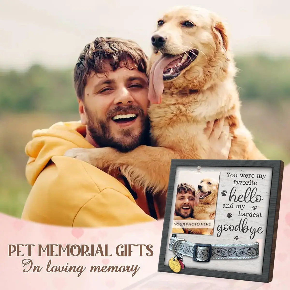 High Quality Wood Board Love Pet Memorial Frame Sympathy Pet Keepsake Frame Lose Your Dog Pet Memorial Photo Frame