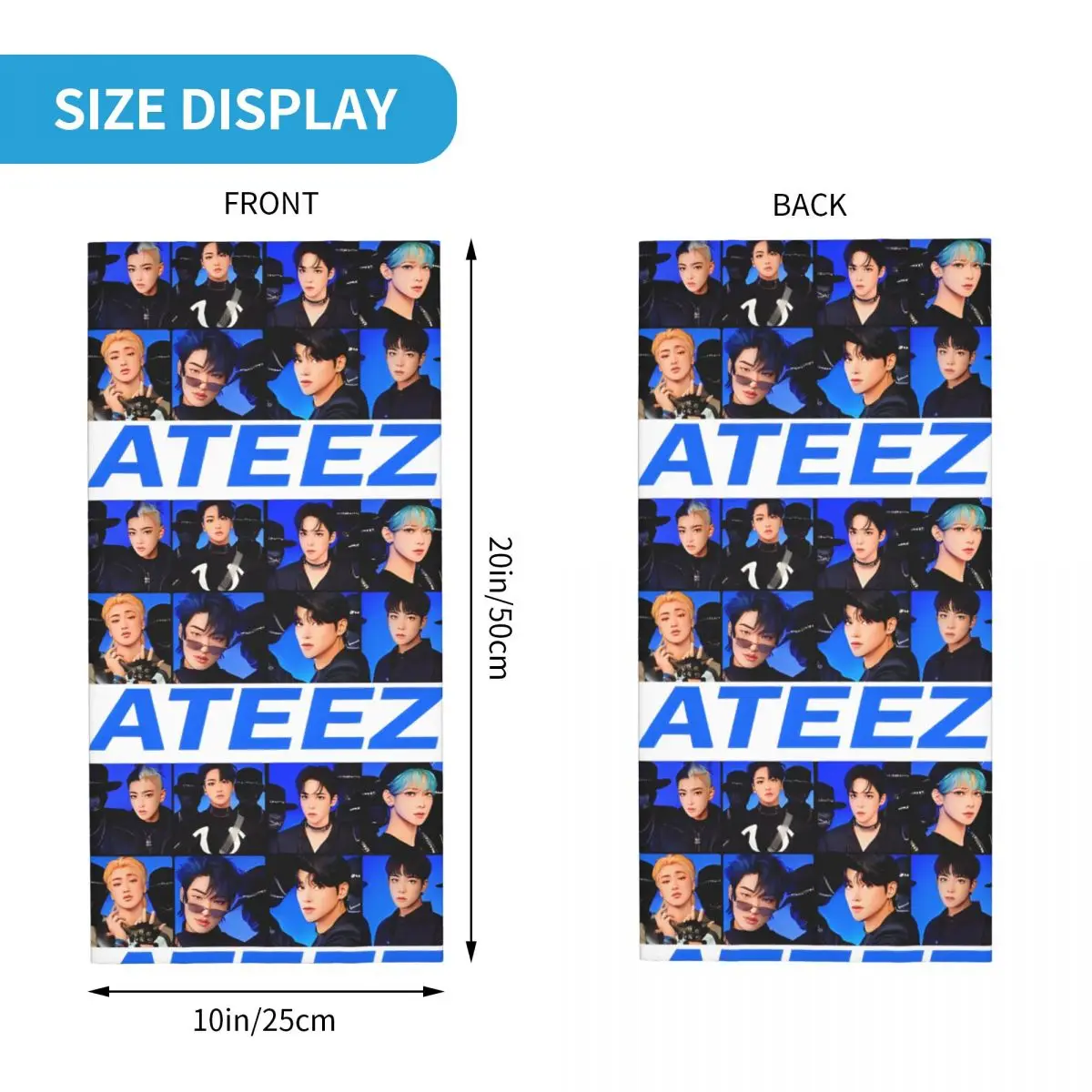 Ateez The World Movement Group Bandana Neck Cover Motorcycle Club ATEEZ Face Mask Cycling Face Mask Hiking Unisex Adult Washable