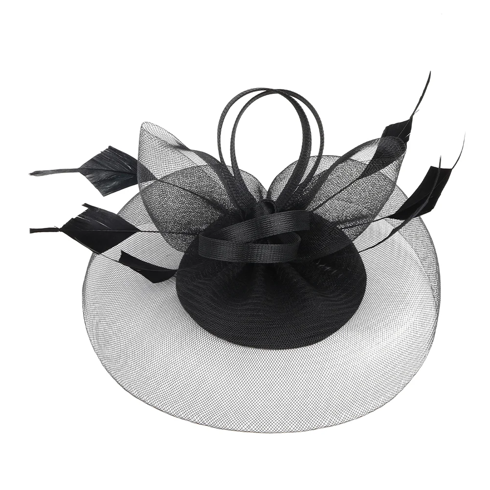 Wedding Decor Barrette Hat Bride Gauze Fascinator Headband Black Party Man