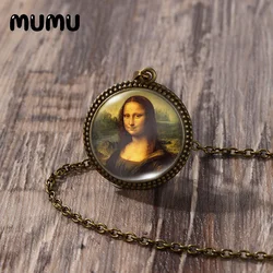2023 New Mona Lisa Necklace Leonardo da Vinci Paintings Vintage Pendant Round Printed Photo Glass Dome Jewelry Handmade Items