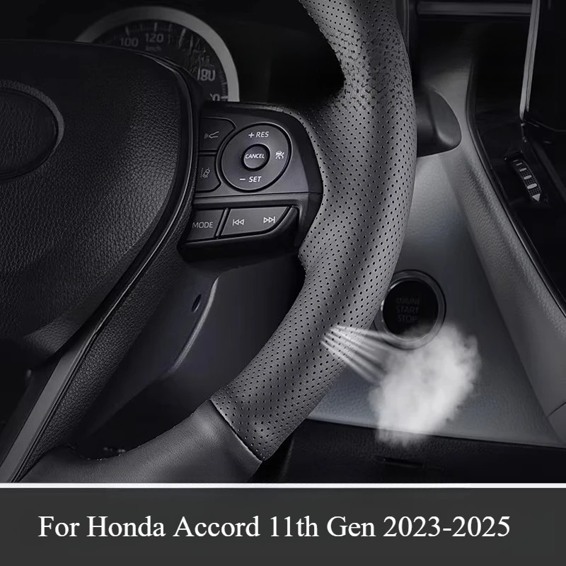 

For Honda Accord 11th Generation 2023-2025 Car Steering Wheel Cover Leather Hand Sewn Automobiles Accessories Steering Wheels