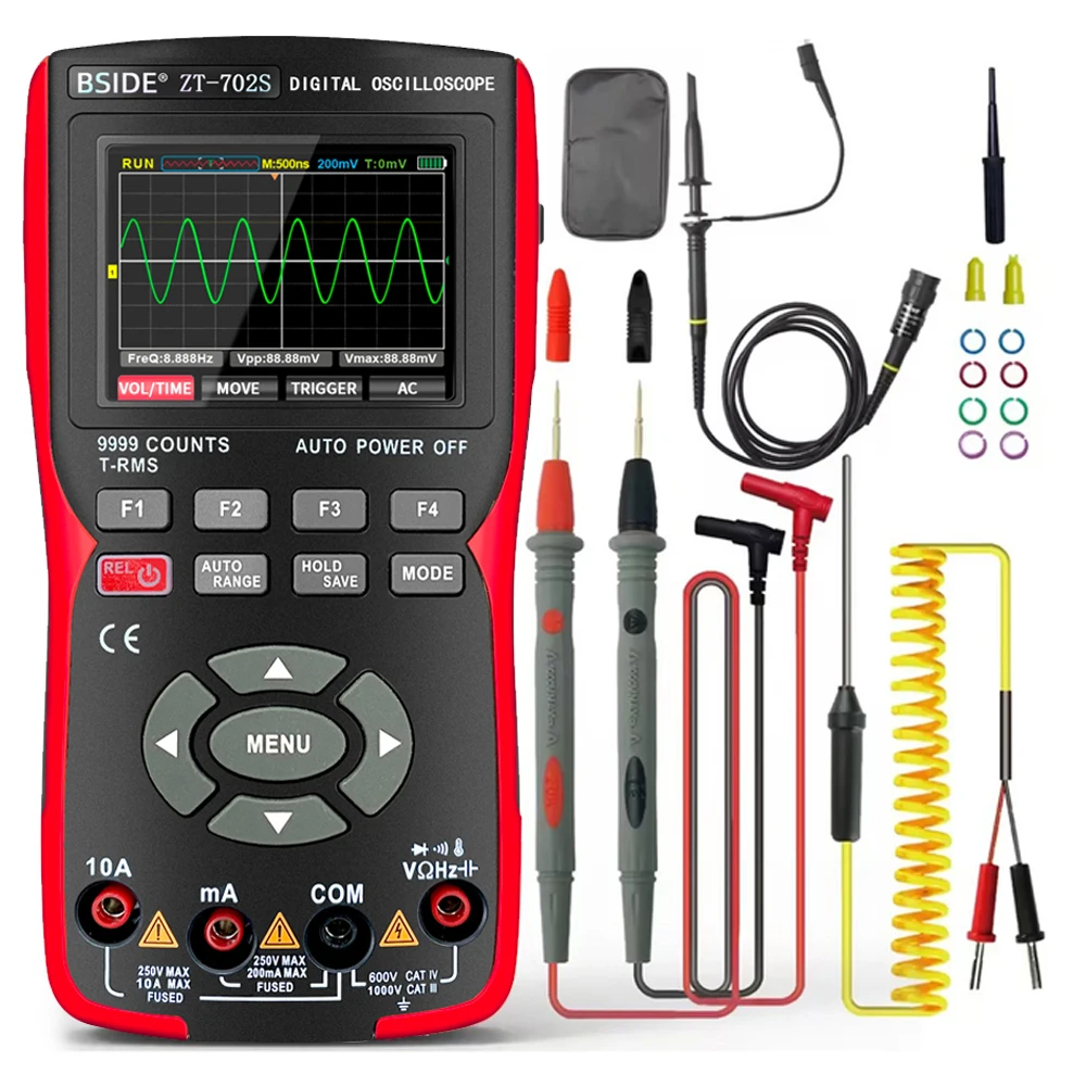 2in1 Digital Oscilloscope Multimeter 48MSa/s Sampling Rate 10Mhz Bandwidth 9999 Counts True RMS 2.8inch IPS Display Multimetro