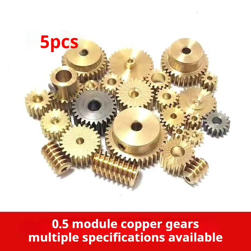Complete Range of 0.5 Modulus Metal Copper Gears, Worm Gears and Spur Gears with 8/9/10/12/14/15/16/18/20/32 Teeth