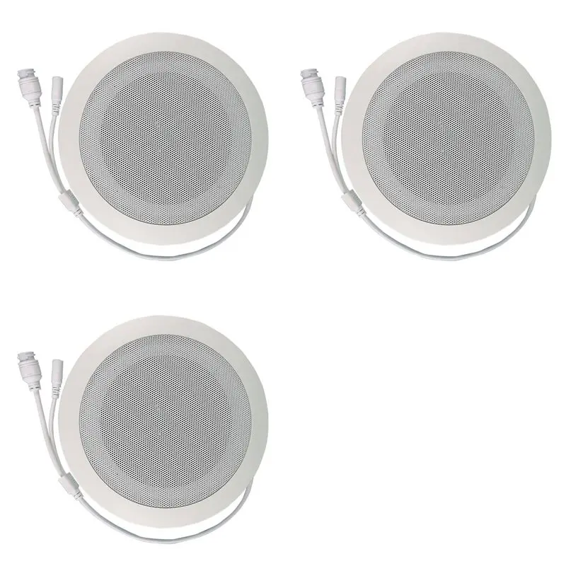 N13R-(Durable) 3X 10W Network IP Public Address System Audio ABS Ceiling Speaker POE Or DC12V