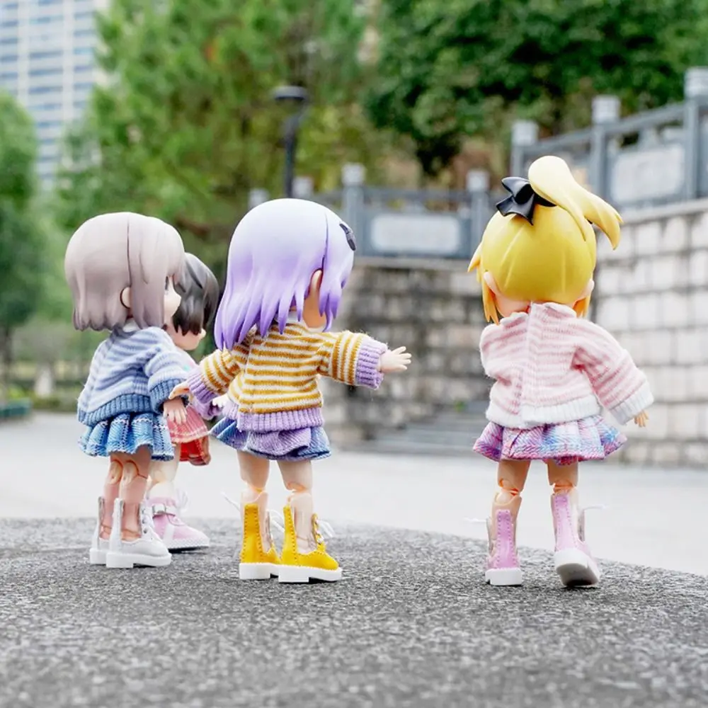 Handgemaakte poppenkleertjes DIY schattige pop rokken set vervangbare mode mini streep trui voor 1/11 OB11 poppen/voor 1/12 Bjd poppen