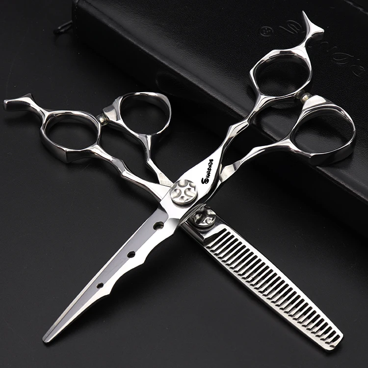 Scissors titanium steel professional hairdresser Scissors haircut thinning Shears 6 inch hairdressing scissors non-slip sharp