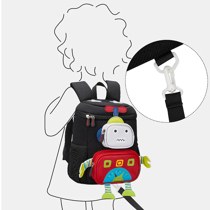 Mochilas escolares con diseño de Robot de dibujos animados para niños y niñas, morral Escolar de viaje de 1-3 grados, Kawaii