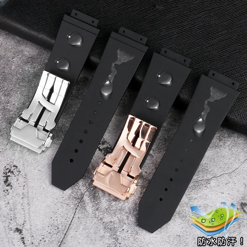 Compatible Men's Sport  Accessories For Hublot Silicone Sweat-proof Watch Strap Yubo Big Bang Classic Fusion 26x19mm 24x17mm image 3