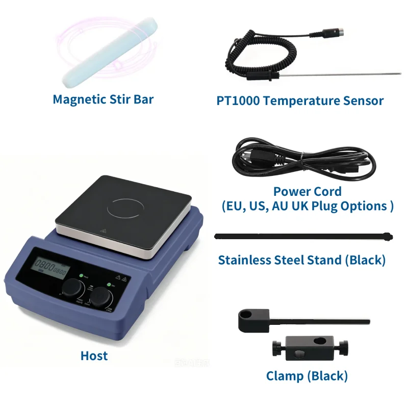 WEIAI 7-Inch  Heating Magnetic Stirrer 100-1500rpm 20L Water LCD Digital Biotech Cosmetic Organic Chemistry Lab Hotplate Stirrer