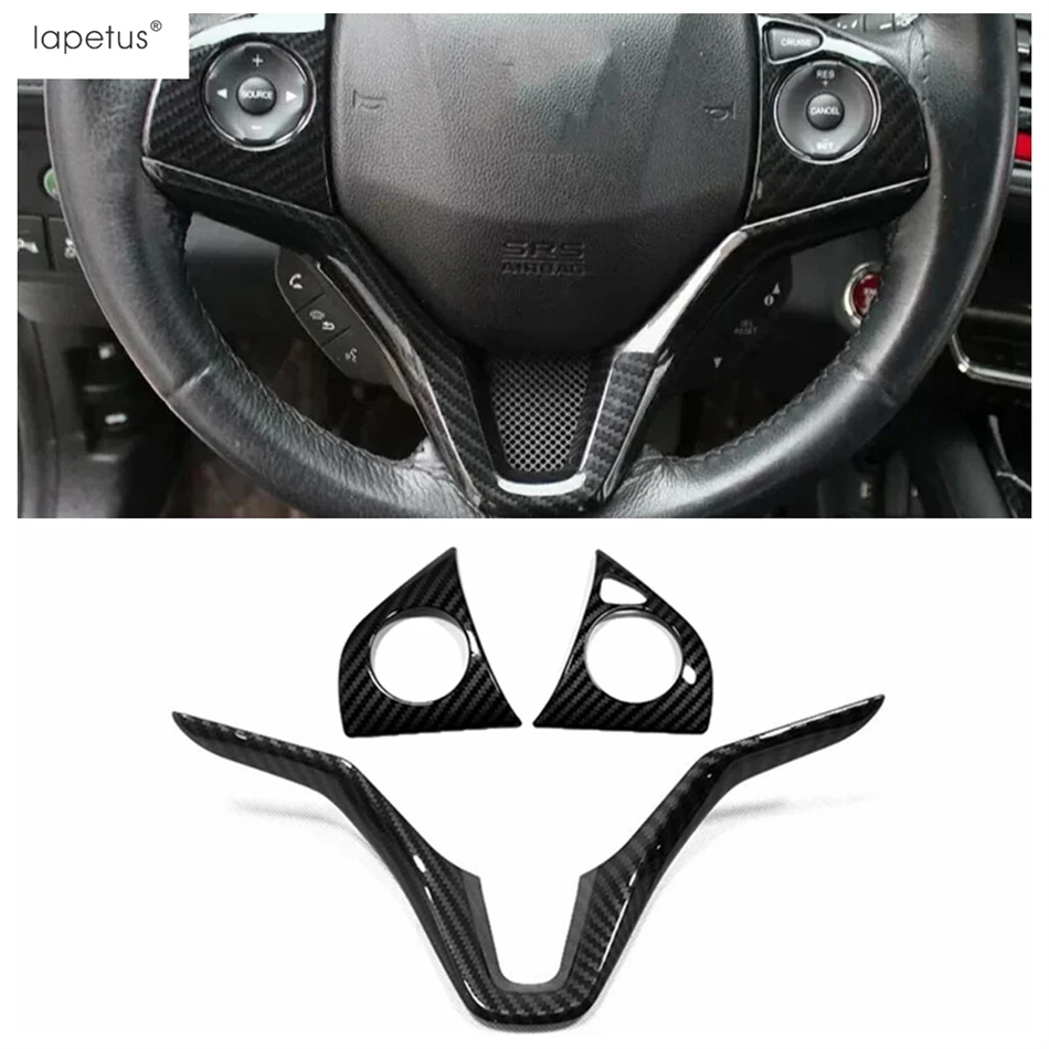 Central Control Steering Wheel Button Frame Cover Trim For Honda Vezel HR-V 2014 - 2021 ABS Carbon Fiber Accessories Interior