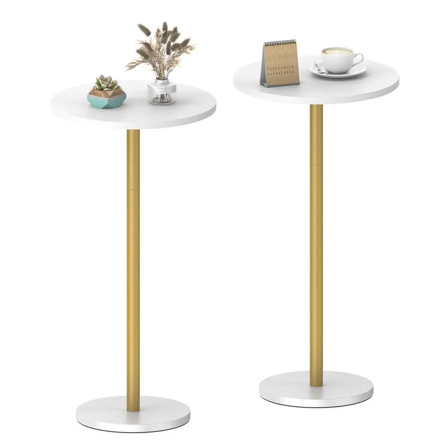 

White Small Round Side Table Set of 2 Pedestal Drink End Table for Small Space Round Cocktail Coffee Table for Living Room Nigh