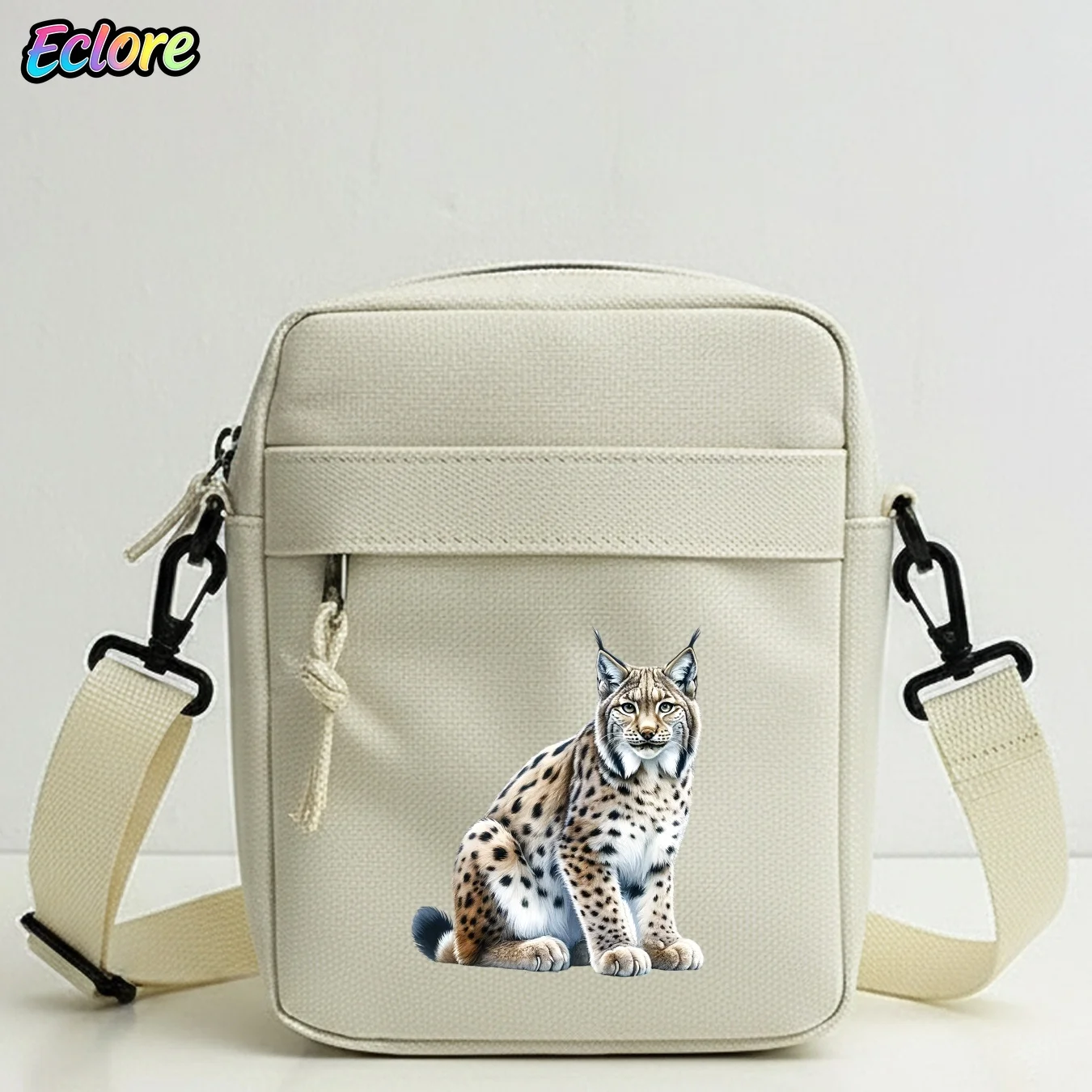 Lynx Animal Print Shoulder Bag with Removable Strap Large Capacity Crossbody Purse for Daily Use Party Travel School Cycling