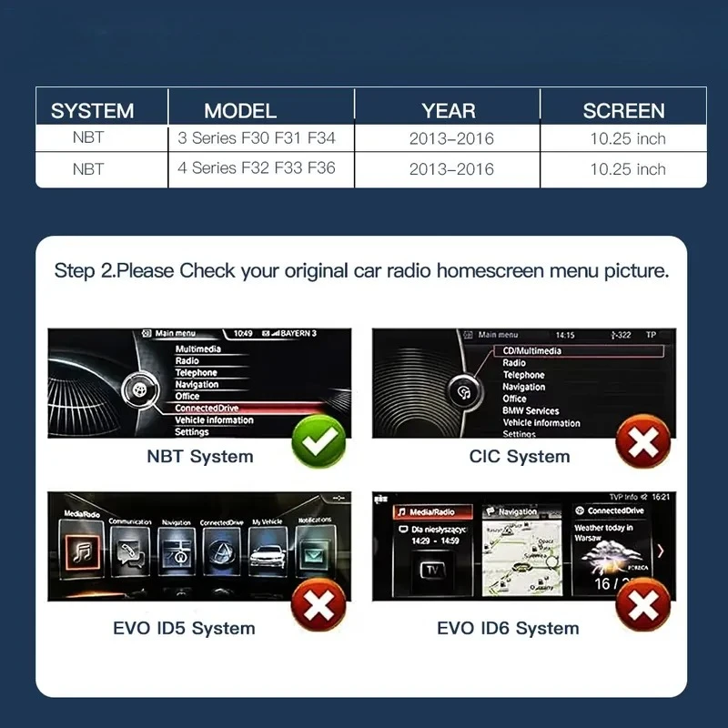 10.25 Inch Screen Linux System Android Auto Carplay Car Radio for Nbt F10 F15 F20 F25 F30 F48