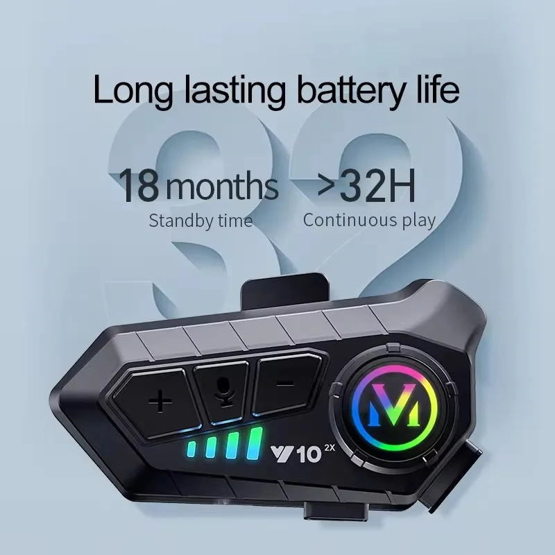 1/2pcs Motorcycle Helmet Intercom Headset Bluetooth 5.3 Voice Assistant Music Player Distance 300M IPX6 Waterproof Interphone
