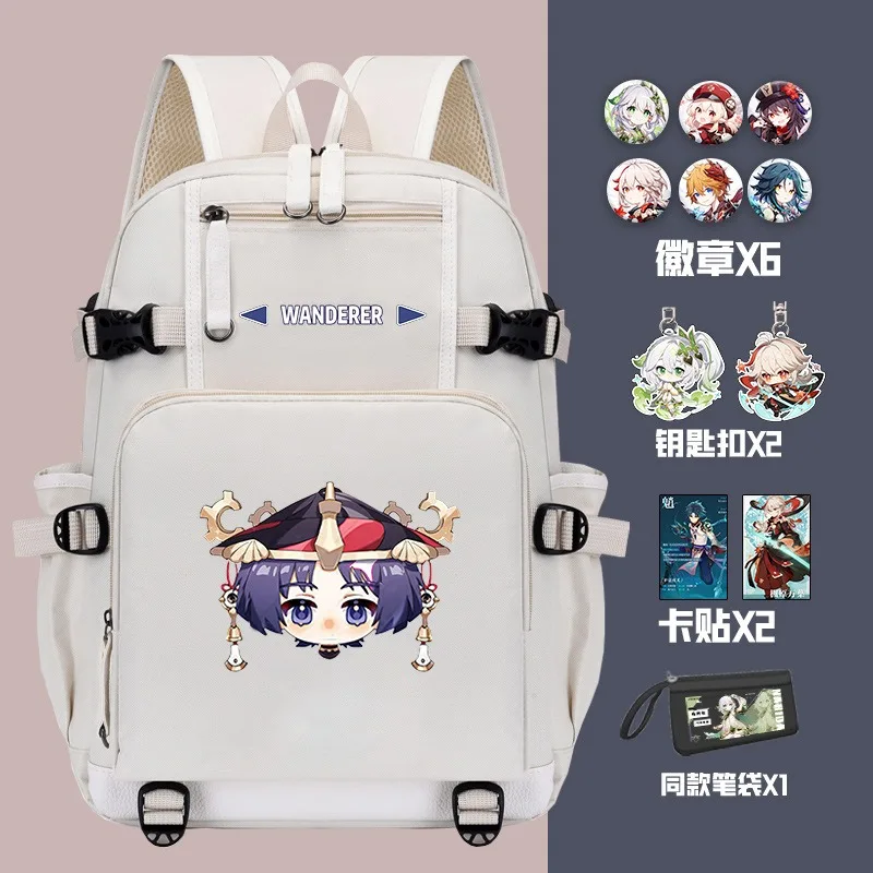 Anime  Game Cos Ganyu Kamisato Ayaka Klee Paimon Venti Yunjin Hutao Etc. Unisex Casual Portable Printed Backpack