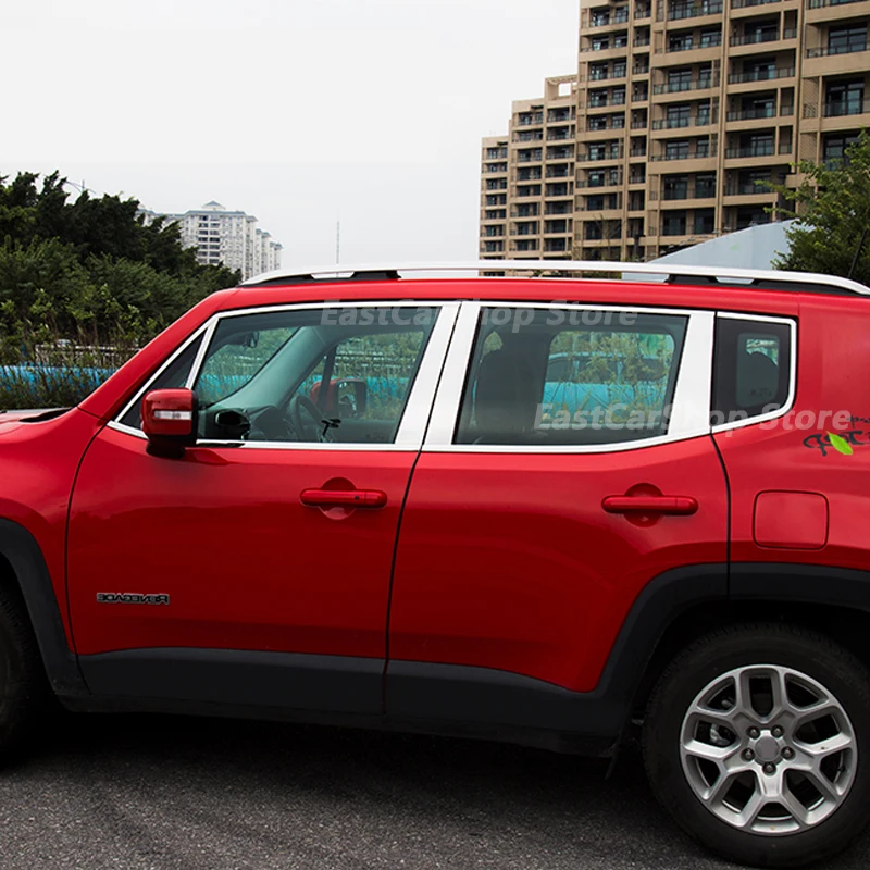 For Jeep Renegade 2016-2021 Car Stainless Steel Middle Central Column Window Trim B C Pillar Chrome Sticker Accessories