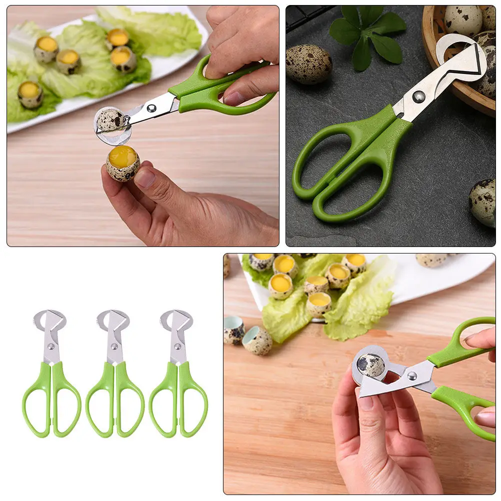 3Pcs Quail Egg Scissors Ergonomic Anti-Slip Egg Shell Cutting Tool Portable Kitchen Scissors for Quail Pigeon Eggs