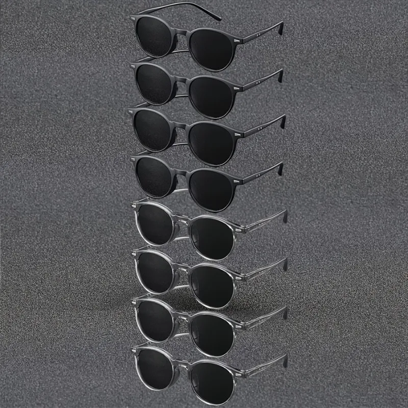 8Pcs Unisex Retro Round Glasses, Lightweight Durable, Perfect for Travel, Parties, and Street Photography.