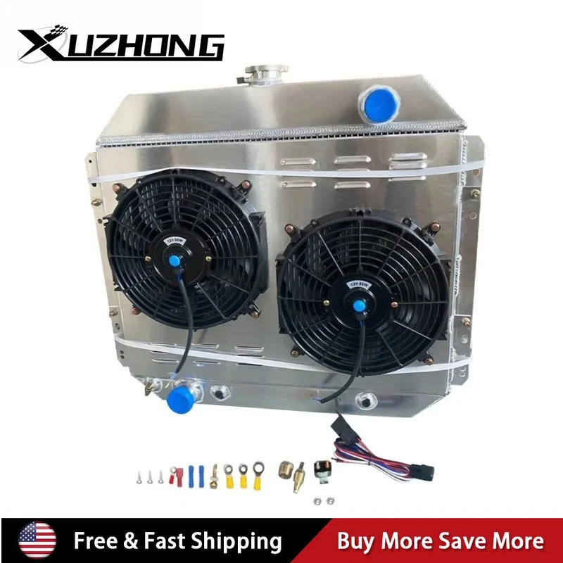 

3 Row Radiator Fan Shroud Relay For Ford F100 F150 Bronco 1966-1979 V8 Silver