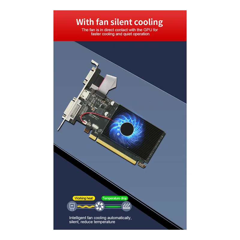 

Exquisite-1 Piece 625 MHZ 1066 MHZ 64 Bit 40 Nm 6 Pin 1920X1080 Video Card -Compatible DVI-D VGA Video Card Black