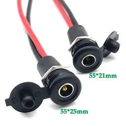 Conector de enchufe de alimentación de CC para bricolaje, batería de 5,5X2,1mm, 5,5X2,5mm, conector jack impermeable con cable, Turmera