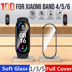 Protetor de tela de vidro macio para xiaomi mi banda 4 5 6 7 capa película protetora caso para xiaomi miband 6 5 pulseira relógio inteligente bracel