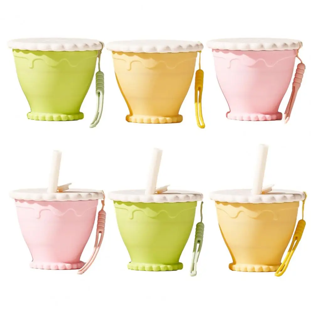 

Cute Cookie Design Cup Travel-friendly Water Container with Lid Folding Reusable Drinking Cup for Camping Hiking Picnics