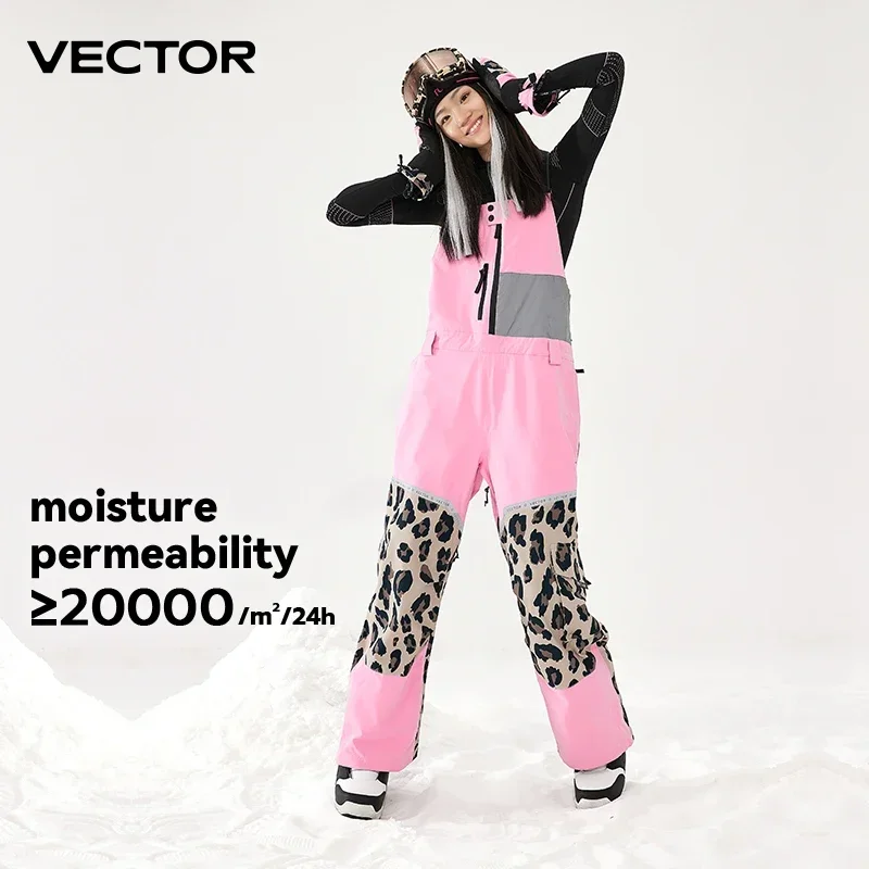 VECTOR Thick Men Women Ski Pants Straight Overalls Jumpsuit Skiing Bib Waterproof Winter Warm Windproof Outdoor Sports Snowboard