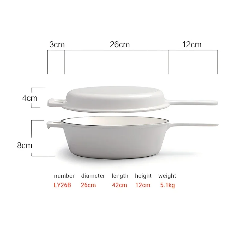 Cast Iron Enamel Pot Baking Bread Enamel Binaural Pot Deepened White Cast Iron Dutch Pot