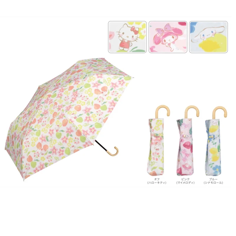 Sanrio Character Fruit Flower Prints Uv Shade Umbrella Cartoon Mymelody Cinnamoroll Hellokittys 100% Blackout Ultra-Lightweight